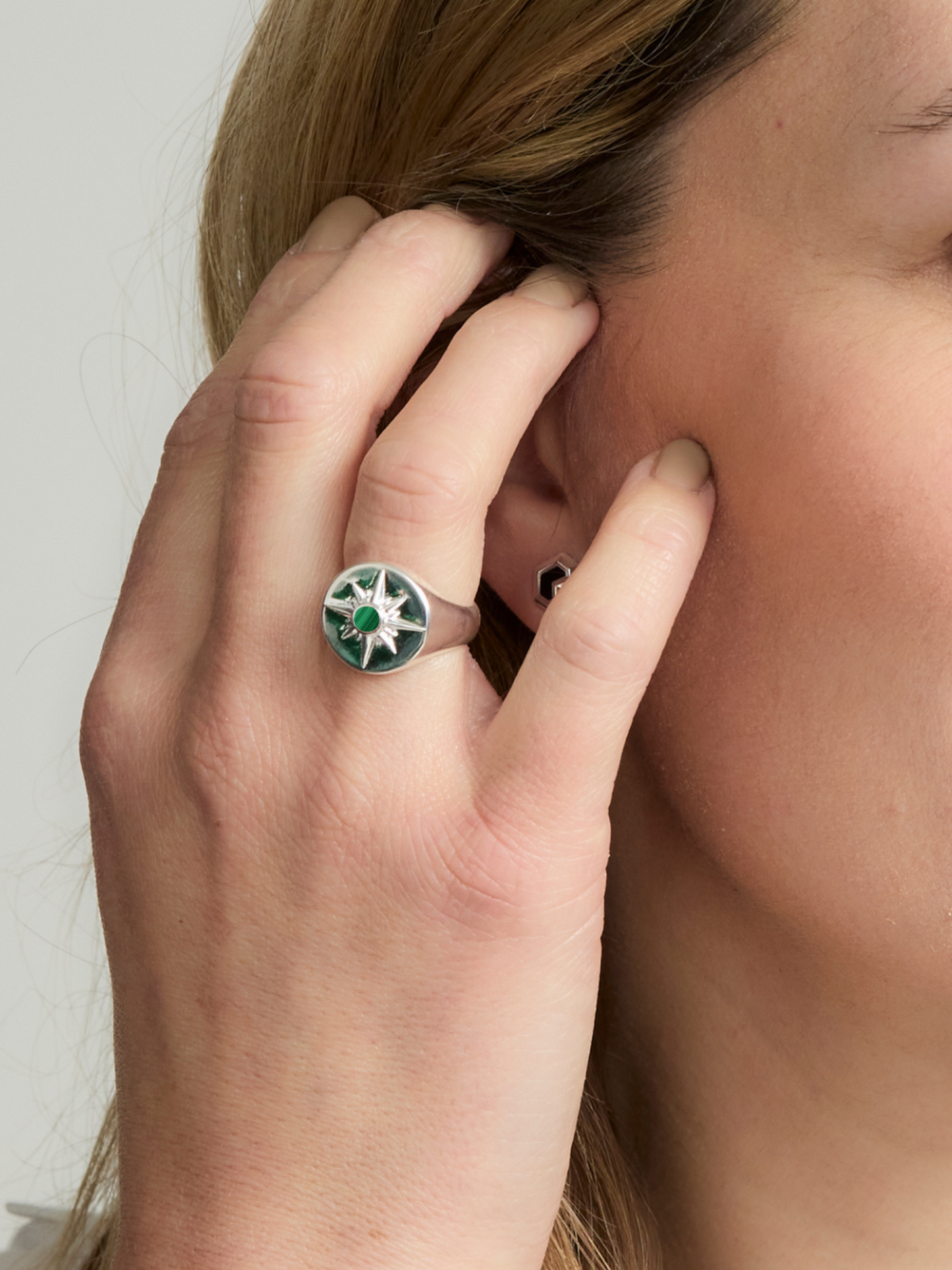 Sterling Silver Malachite Ring - Astrid | No More Nobody