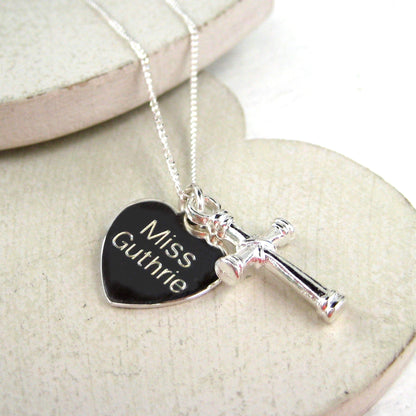 Personalised Sterling Silver Cross Charm Necklace