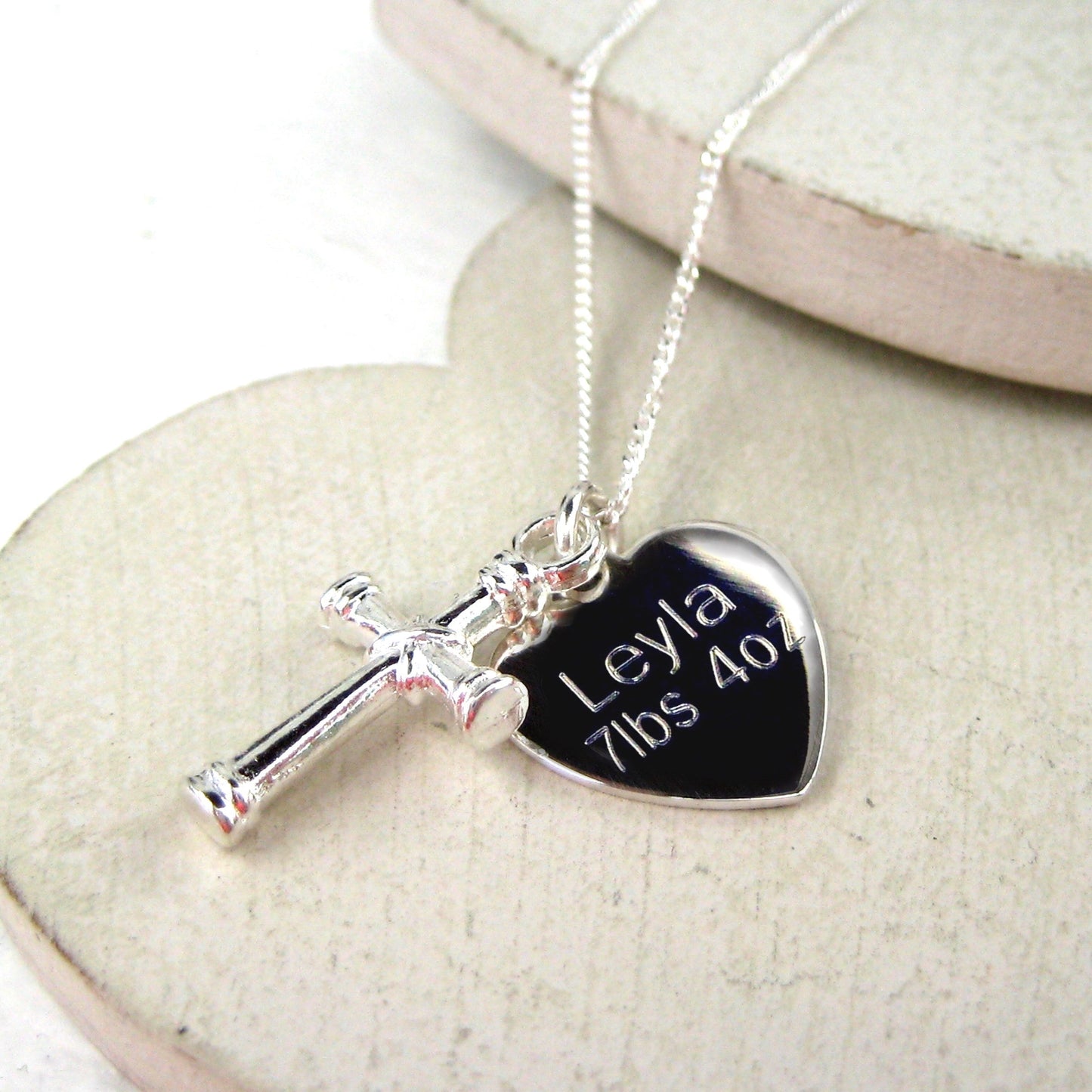 Personalised Sterling Silver Cross Charm Necklace