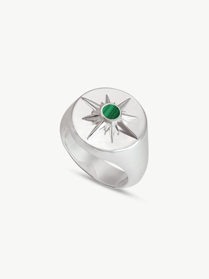 Sterling Silver Malachite Ring - Astrid | No More Nobody