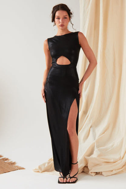 Black Cut-Out Maxi Dress