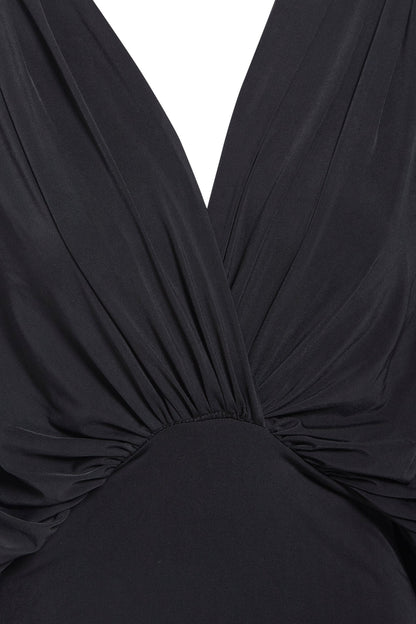 Black Batwing Sleeve Midi Dress