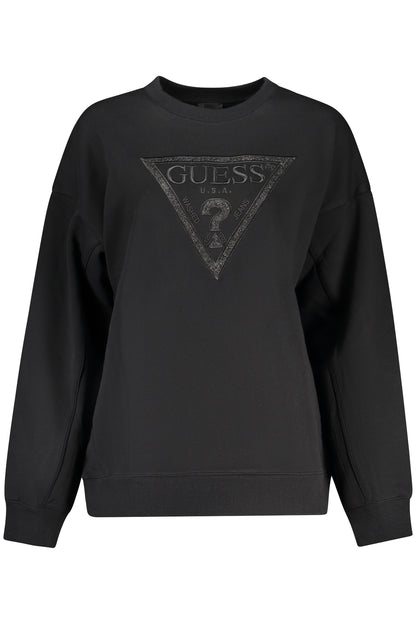 GUESS JEANS WOMEN'S BLACK ZIP-UP SWEATSHIRT