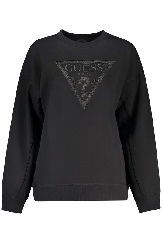 GUESS JEANS WOMEN'S BLACK ZIP-UP SWEATSHIRT