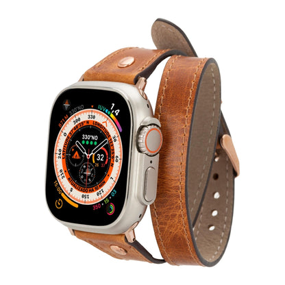 Syracuse Double Tour Leather Bands for Apple Watch 9, Ultra 2 and SE